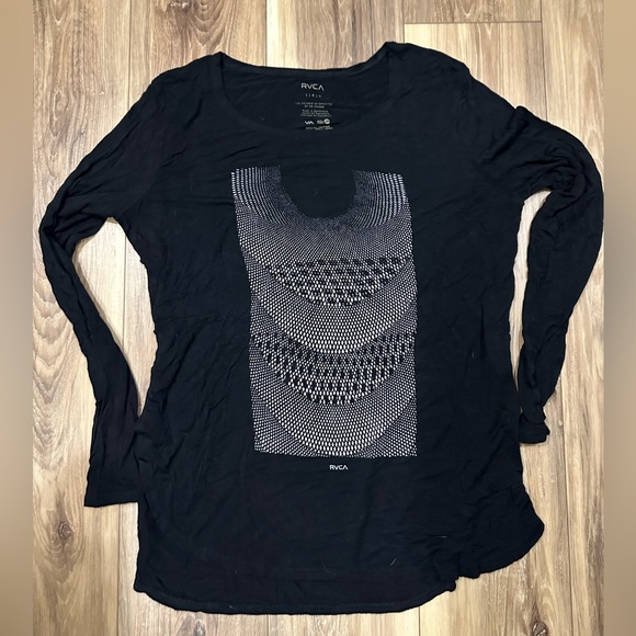 RVCA Tops - RVCA Black Long Sleeve Tee with Graphic Design